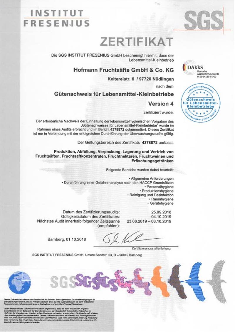 Hofmann Fruchtsäfte ist Ausbildungsbetrieb